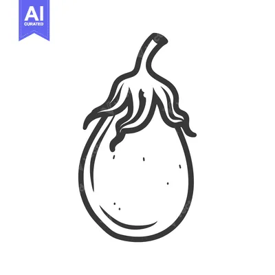 Premium design asset: Hand-drawn Line Art Illustration of an Eggplant