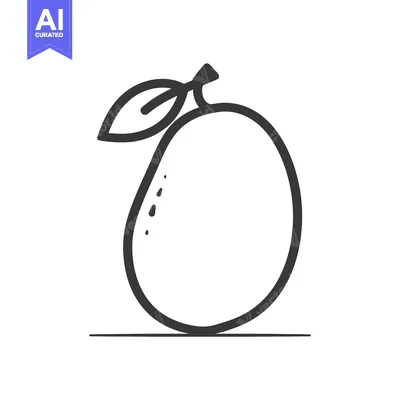 Aset premium populer: Hand-Drawn Line Art Illustration of a Single Plum