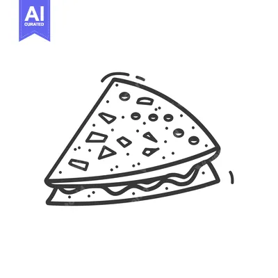 Aset desain premium: Hand-drawn line art illustration of a slice of pizza