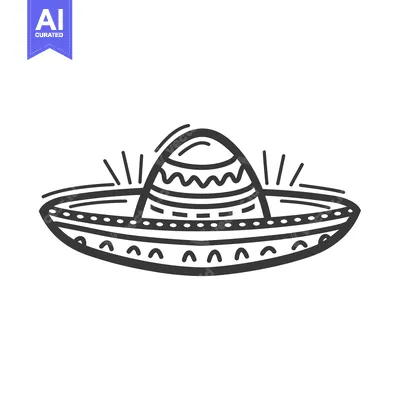 Popular premium asset: Hand-drawn line art illustration of a sombrero