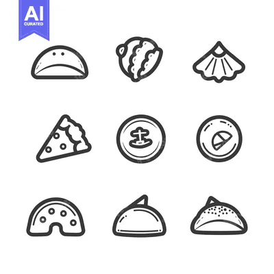Aset premium populer: Hand-drawn Line Art Illustrations of Various Asian Pastry and Dumpling