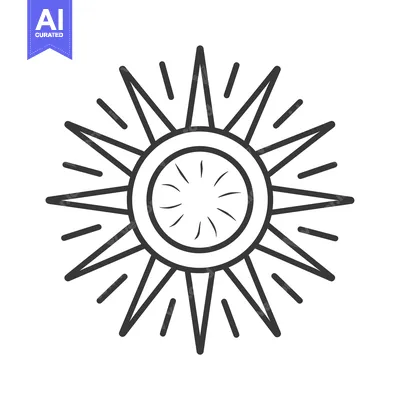 Aset premium populer: Hand-Drawn Line Art Sun with Rays