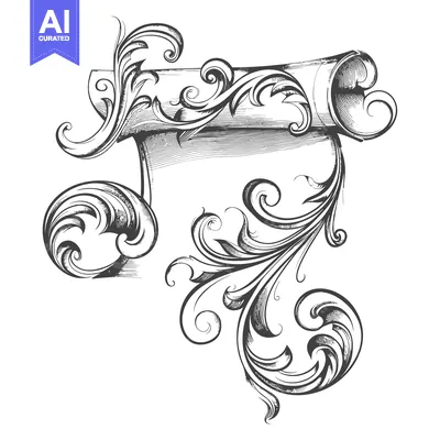 Popular premium asset: Hand-Drawn Ornamental Scroll with Intricate Floral Designs