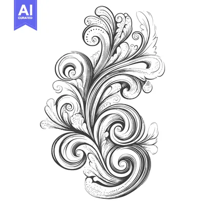 Aset premium populer: Hand-Drawn Ornate Swirling Floral Design