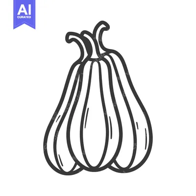 Aset premium populer: Hand-Drawn Outline Illustration of a Butternut Squash