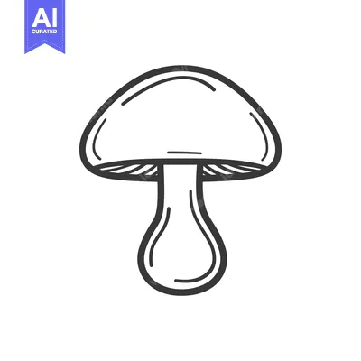Aset desain premium: Hand-drawn Outline Illustration of a Mushroom