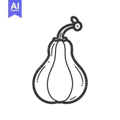 Aset desain premium: Hand-drawn outline illustration of a pear