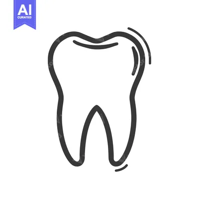 Hand-Drawn Outline Illustration of a Single Tooth