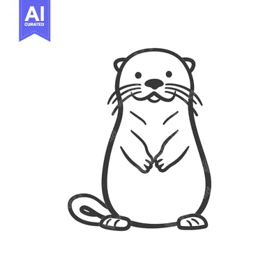 Aset premium populer: Hand-drawn outline illustration of a standing otter