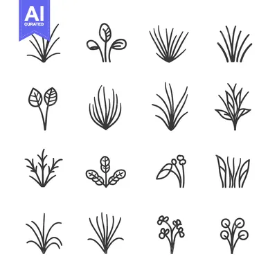 Popular premium asset: Hand-Drawn Outline Illustrations of Various Types of Plants and Flower