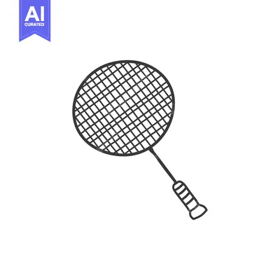 Hand-drawn outline of a badminton racket