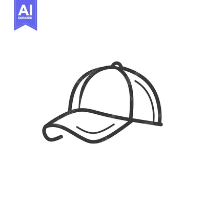 Aset premium populer: Hand-drawn outline of a baseball cap with a curved brim