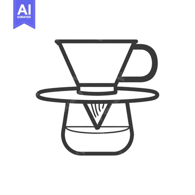Premium design asset: Hand-drawn outline of a coffee pour-over device