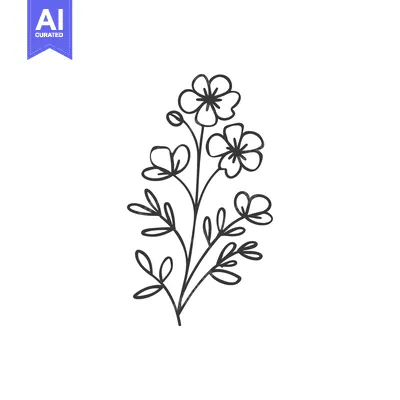 Popular premium asset: Hand-Drawn Outline of a Flower with Stem and Leaves