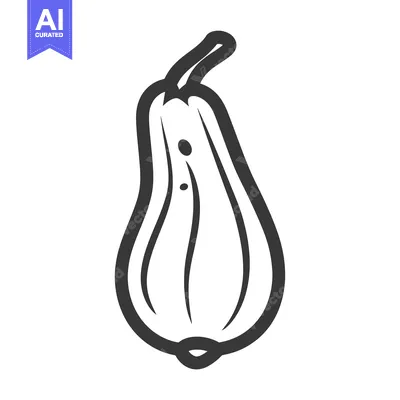 Premium design asset: Hand-drawn outline of a gourd with a stem