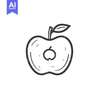 Aset premium populer: Hand-drawn outline of an apple with a bite taken out