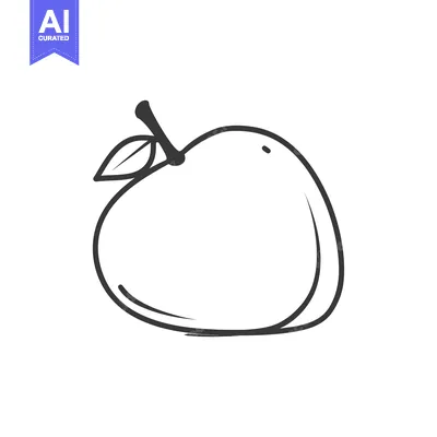 Aset desain premium: Hand-Drawn Outline of a Peach with a Leaf