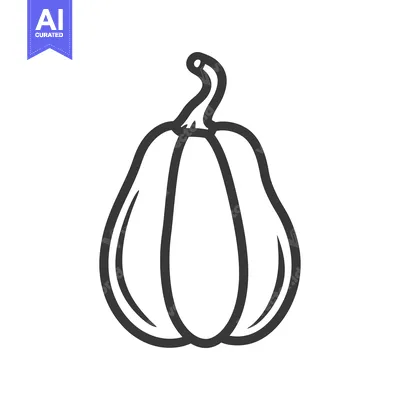 Aset premium populer: Hand-drawn outline of a pumpkin with a stem