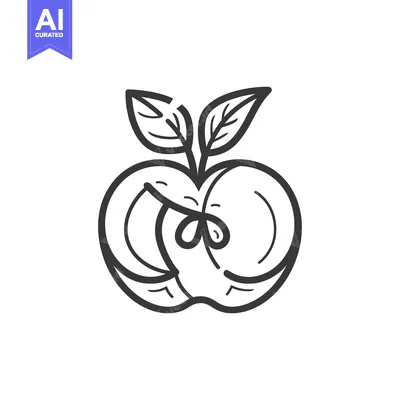 Premium design asset: Hand-Drawn Outline of a Red Apple with Leaves