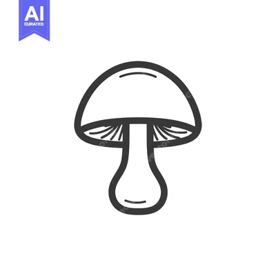 Hand-Drawn Outline of a Single Mushroom