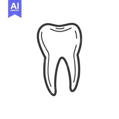 Aset desain premium: Hand-drawn outline of a single tooth