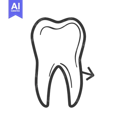 Aset desain premium: Hand-drawn Outline of a Tooth with an Arrow Pointing Right