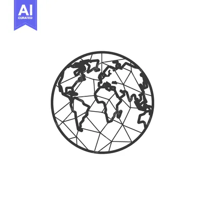 Aset premium populer: Hand-Drawn Outline of the Earth with Geometric Lines