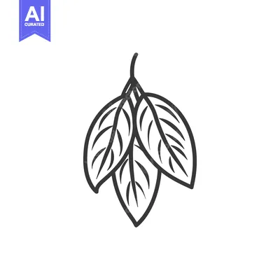 Premium design asset: Hand-drawn Outline of Three Green Leaves