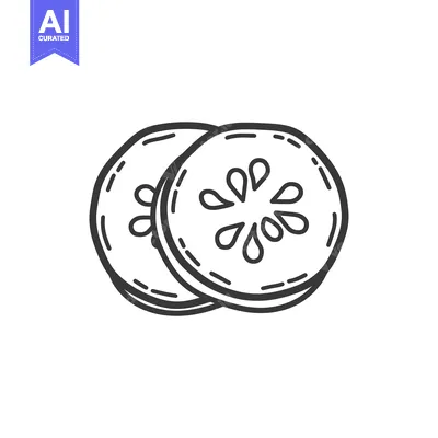 Popular premium asset: Hand-drawn outline of two overlapping cucumber slices