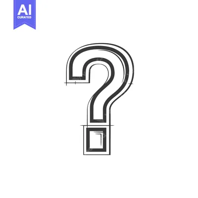 Hand-drawn question mark with outline and shaded fill