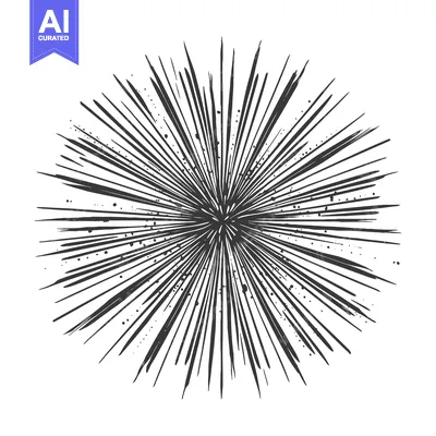 Premium design asset: Hand-drawn radial black and white burst effect illustration