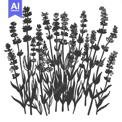 Popular premium asset: Hand-Drawn Silhouette of a Bunch of Lavender Flowers