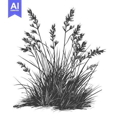 Aset premium populer: Hand-drawn silhouette of a dense patch of grass with tall stalks