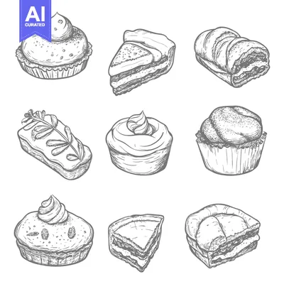 Popular premium asset: Hand-Drawn Sketches of Various Pastry and Bakery Items