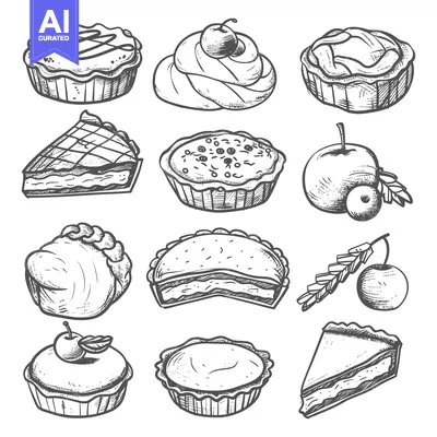 Popular premium asset: Hand-drawn Sketches of Various Pies and Pastries
