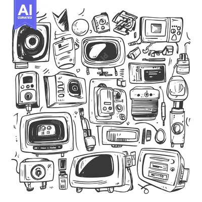 Popular premium asset: Hand-drawn Sketches of Vintage Electronics and Technology