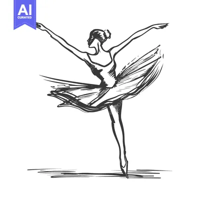 Aset desain premium: Hand-Drawn Sketch of a Ballerina in a Tutu