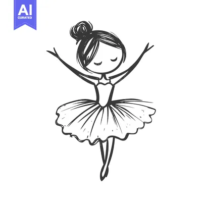 Aset premium populer: Hand-Drawn Sketch of a Ballerina in a Tutu
