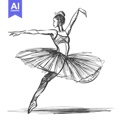 Aset premium populer: Hand-Drawn Sketch of a Ballerina in Mid-Leap