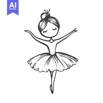 Aset desain premium: Hand-Drawn Sketch of a Ballerina with Eyes Closed