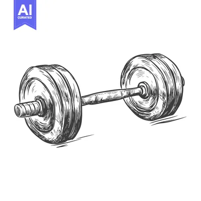 Aset desain premium: Hand-Drawn Sketch of a Barbell with Weight Plates