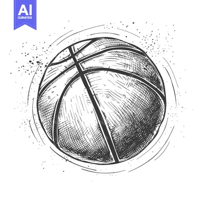 Premium design asset: Hand-Drawn Sketch of a Basketball with a Spatter Background
