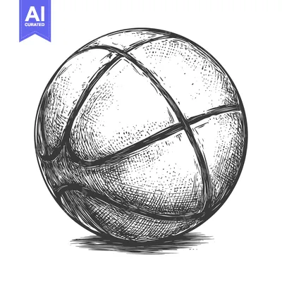 Premium design asset: Hand-Drawn Sketch of a Basketball with Detailed Stitching