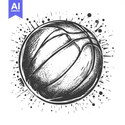 Aset premium populer: Hand-drawn Sketch of a Basketball with Splashes