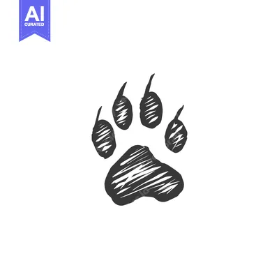 Aset premium populer: Hand-Drawn Sketch of a Black Animal Paw Print