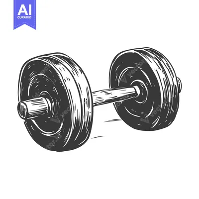 Aset desain premium: Hand-drawn sketch of a black dumbbell weight