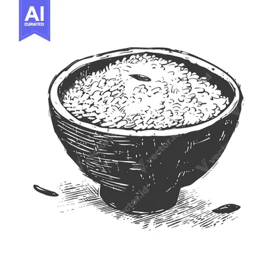 Popular premium asset: Hand-Drawn Sketch of a Bowl Filled with Rice Grains