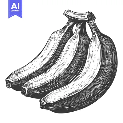 Aset desain premium: Hand-Drawn Sketch of a Bunch of Bananas