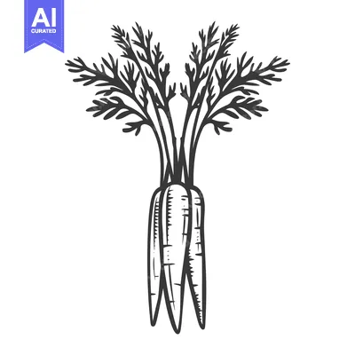 Popular premium asset: Hand-drawn sketch of a bunch of carrots with green leaves