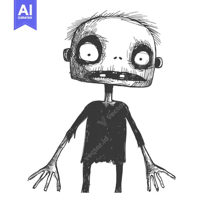 Aset premium populer: Hand-Drawn Sketch of a Cartoon Zombie with a Ghastly Expression